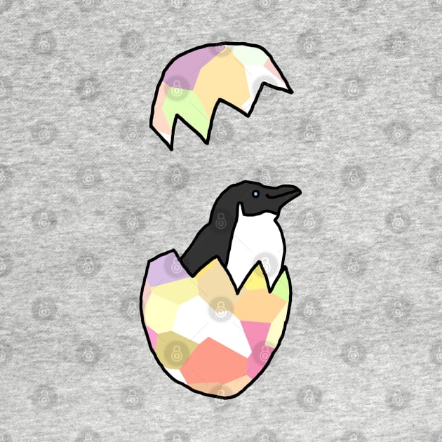 Little Penguin Popping out of her Funny Easter Egg by ellenhenryart